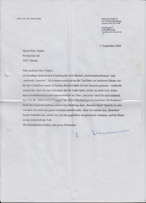 Ernst Nolte, historische Existenz